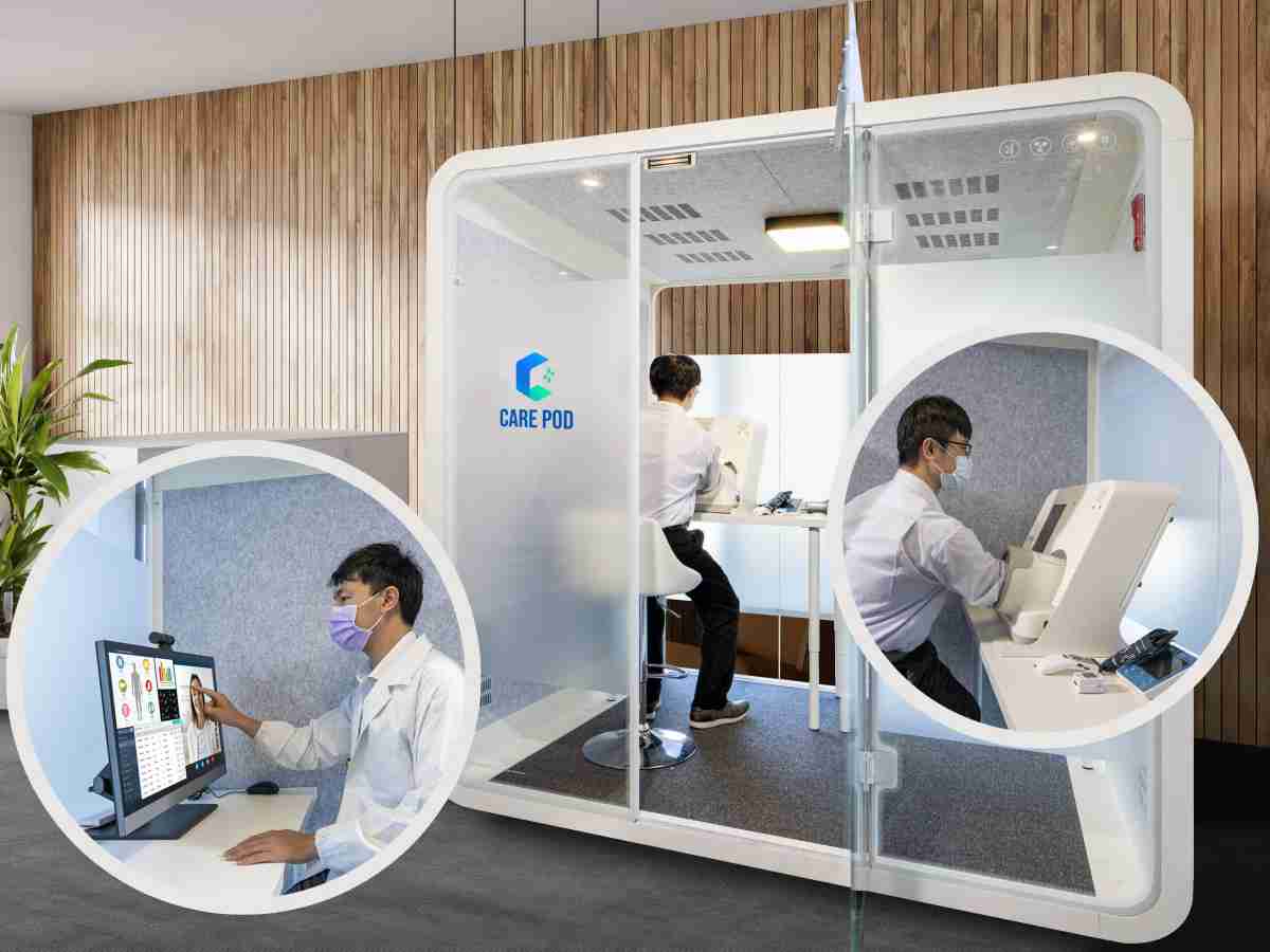 达擎于医疗科技展中展出＂远距诊疗舱＂，，，以因应医疗数字化及社会高龄化趋势下、、、、复诊及慢性病患等族群对于远距看诊需求逐渐升高所推出的创新整合方案。。多功能合一、、高隐私性的远距诊疗舱可根据病患端与医师端的不同需求，，提供弹性化及客制化功能，，，节省医生和病患的精力及时间